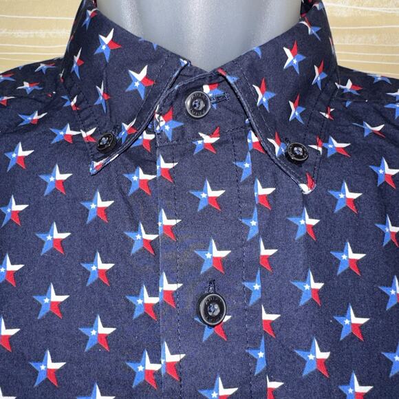 ARIAT Men's Navy Blue TEXAS Star Long Sleeve Western Shirt L 0623 - Picture 3 of 6